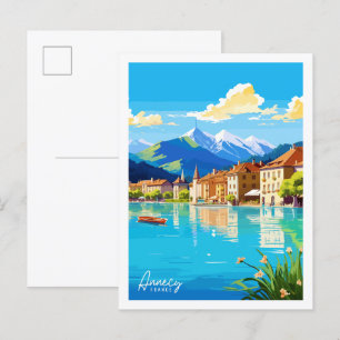 Annecy Frankrijk vintage reisplaats illustratie Briefkaart