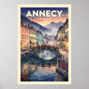 Annecy Frankrijk Vintage Reizen Poster