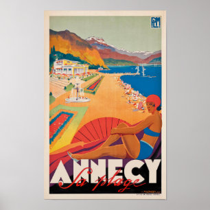 Annecy Frankrijk Vintage Travel Poster
