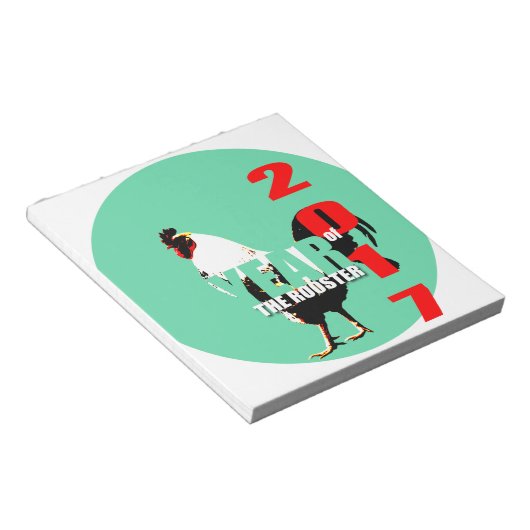 Année 2017 du coq dans le bloc-notes Cercle vert (Incliné)