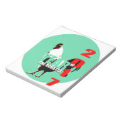 Année 2017 du coq dans le bloc-notes Cercle vert (Tourné)