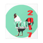 Année 2017 du coq dans le bloc-notes Cercle vert (Devant)