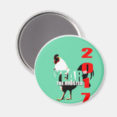 Année 2017 du coq en Cercle Vert R Magnet (Recto/Verso)