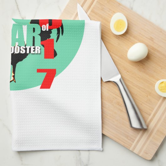 Année 2017 du coq en Cercle Vert Serviette K (Quart Plié)