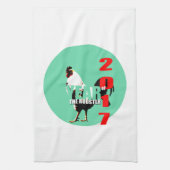 Année 2017 du coq en Cercle Vert Serviette K (Vertical)
