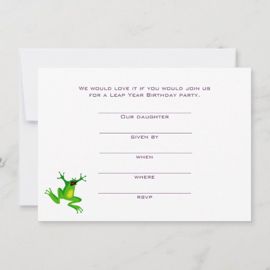 Année bissextile Invitation d'anniversaire (Dos)