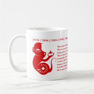 ANNÉE CHINOISE DE ZODIAQUE DE LA TASSE DE SINGE