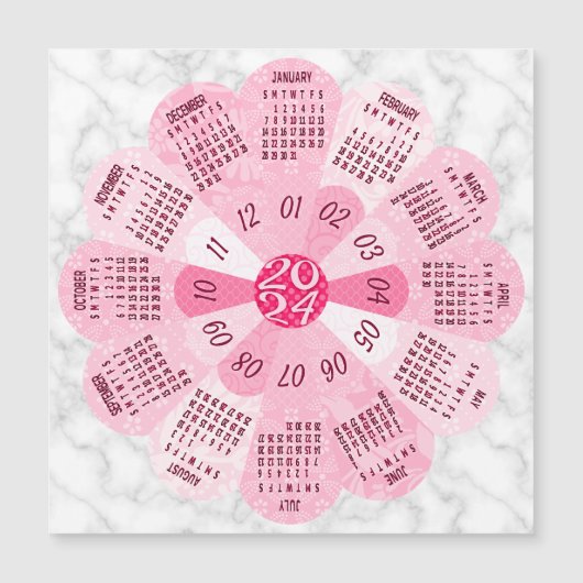 Année civile 2024 Unique Boho Rose Flower Magnet (Devant)