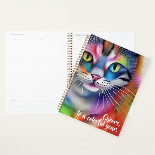 Année colorée Planificateur de chats (Devant avec enveloppe)