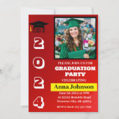 Année de classe Red Graduation Party Invitation Ca (Devant)