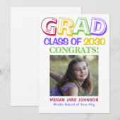 Année de fin d'études faire-part photo du collège (Devant / Derrière)