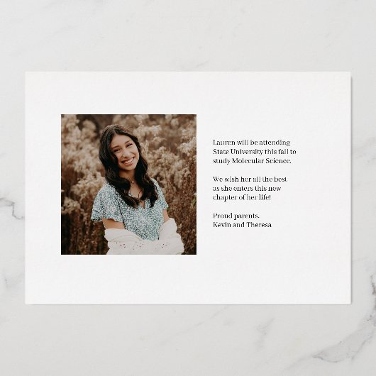 Année de fusion Faire-part de graduation de l'huil (Verso)