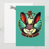 Année de la carte d'anniversaire du lapin (Devant / Derrière)