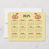Année de la carte de note et du calendrier Snake 2 (Dos)