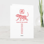 Année de la carte de voeux tigre (Dos)