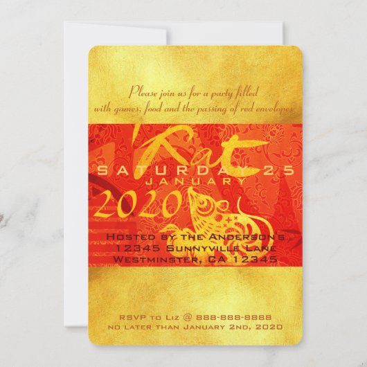 Année de la carte Rat 2020 (Dos)