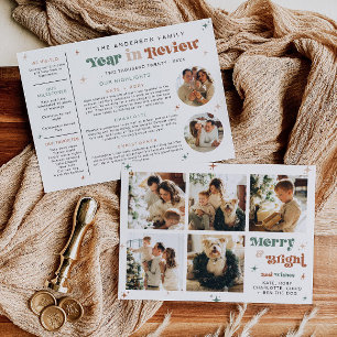 Année de la photo Avis Carte de vacances Noël Boho
