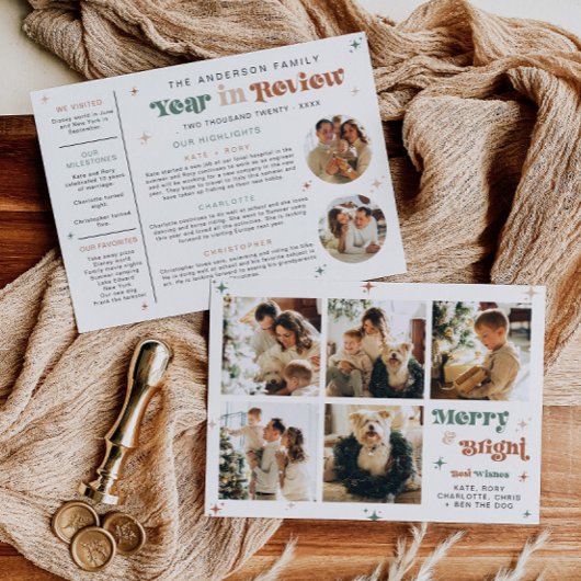 Année de la photo Avis Carte de vacances Noël Boho