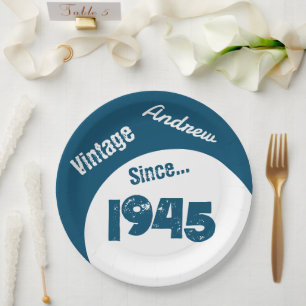 Année de naissance 1945 Assiette en papier d'anniv