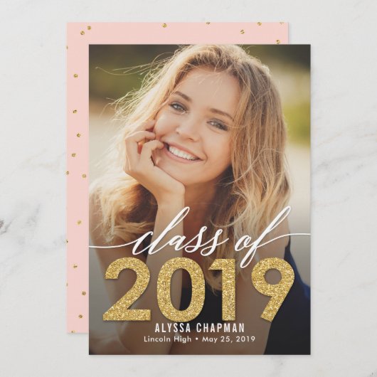 Année d'étincelle Faire-part de graduation Invitat (Devant / Derrière)