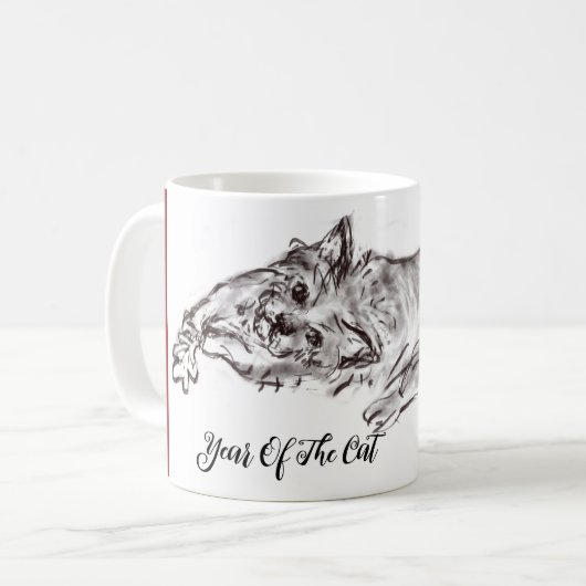 Année Du Chat Kitty Ink Dessin Mug (Devant gauche)