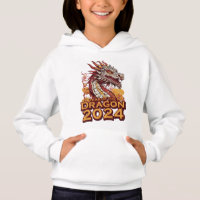 Année du dragon 2024 fille blanche Hoody, Dragon