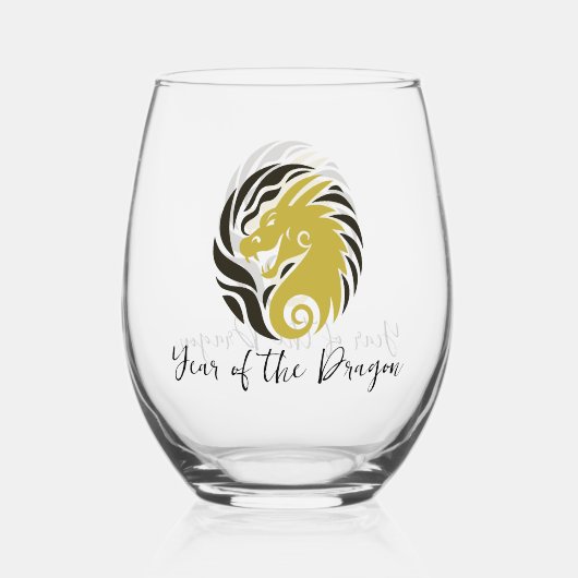Année du Dragon Design Verre sans pierre (Verso)