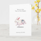 Année du Faire-part de naissance bébé lapin (Fleur jaune)