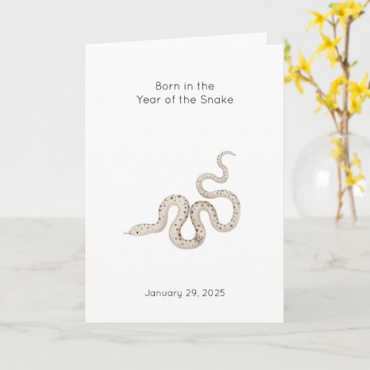 Année du Faire-part de naissance de bébé serpent (Fleur jaune)