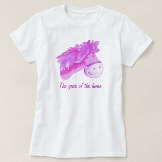 Année du t-shirt fille rose cheval (Design devant)