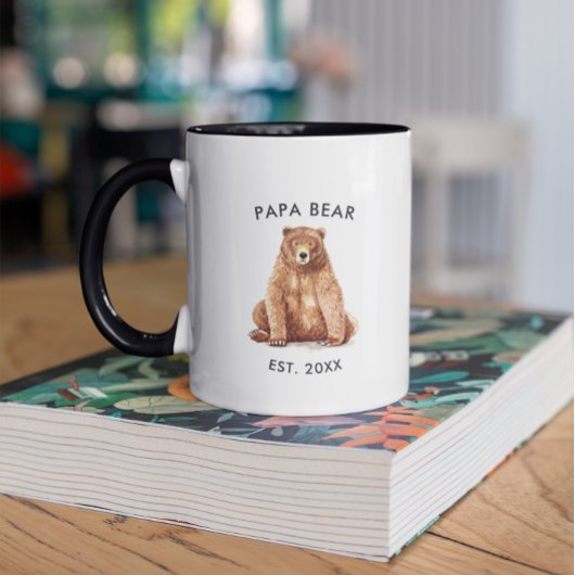 Année établie | Aquarelle Papa Bear Mug