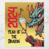 Année étiquette du vin du Dragon 2024 Chine Nouvea (Étiquettes simples)
