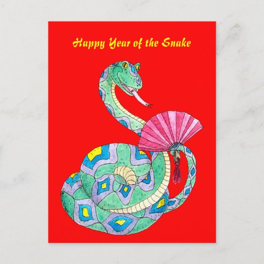 Année heureuse du rouge de serpent - carte postale (Devant)