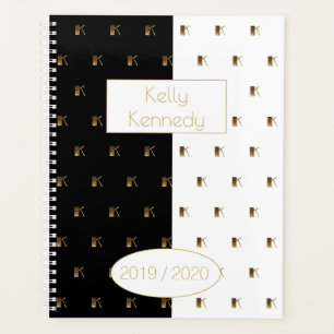 Année personnalisée 2019 2020 Noir Blanc Or Mono