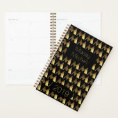Année personnalisée 2019 Monogramme d'or noir M Él (Devant avec enveloppe)
