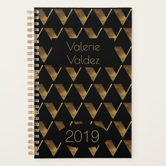 Année personnalisée 2019 Monogramme d'or noir V él (Devant)