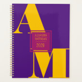 Année personnalisée colorée Monogramme et nom (Devant)