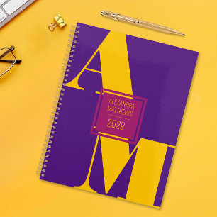 Année personnalisée colorée Monogramme et nom