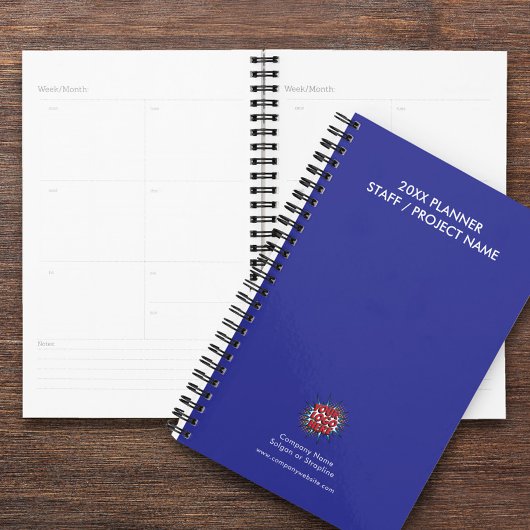 Année personnalisée, logo, texte, journal bleu