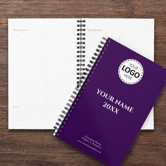 Année personnalisée, logo, texte, journal violet