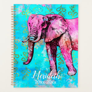 Année scolaire des éléphants turquoise rose ten