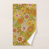 Années 1960, 1970 Vert & Orange Retro Floral (Serviette à main)