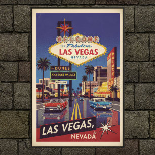 Années 1960 Vintage Las Vegas Travel Poster