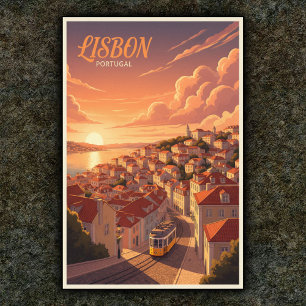 Années 1960 Vintage Lisbonne, Portugal Affiche tou