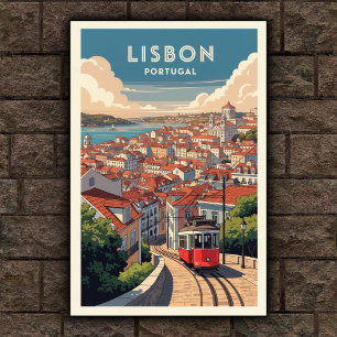 Années 1960 Vintage Lisbonne, Portugal Affiche tou