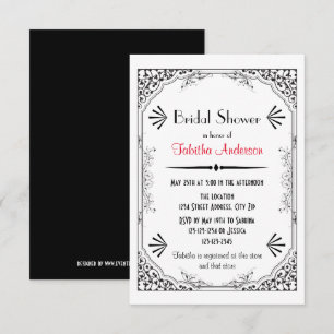 Années 20 - Invitation de douche nuptiale 3x5