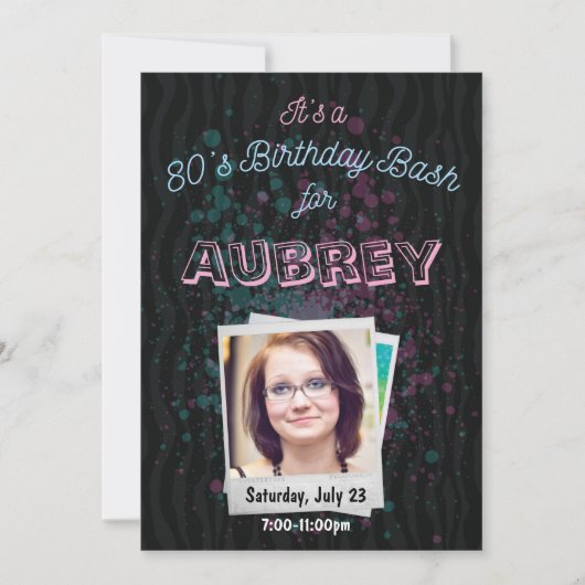 Années 80 Invitation Bash - thème des années 1980  (Devant)