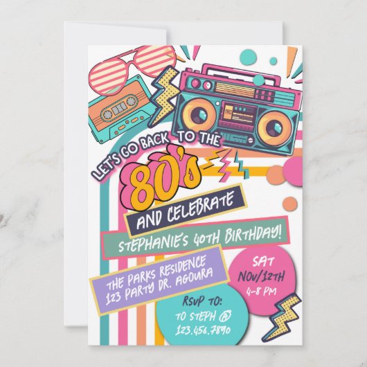 Années 80 Invitation, Throwback, Invitation (Devant)