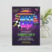 Années 80 Retro Anniversaire Invitation (Debout devant)