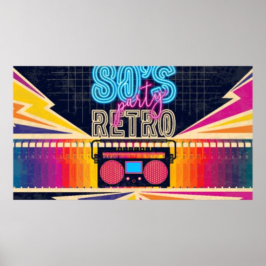 années 80, soirée musicale rétro. Affiche de style (Devant)